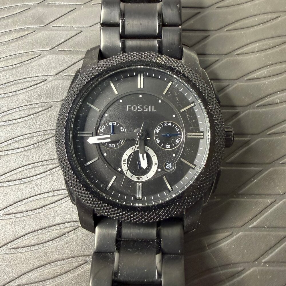 Fossil Machine Chronograph Black Stainless Steel Watch FS-4552